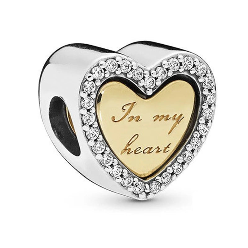 Sparkling Intertwined Love Hearts Charm Beads for 925 Sterling Silver Bracelet