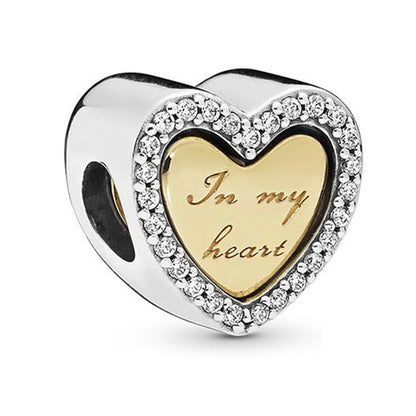 Sparkling Intertwined Love Hearts Charm Beads for 925 Sterling Silver Bracelet