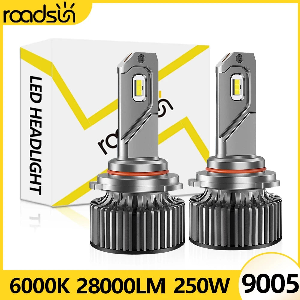 Ultra-Bright LED Headlight Bulbs 9005 HB3 H10 28000LM 250W CSP 3570 Chips 6000K White IP68 Waterproof