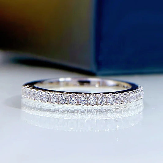 Real 925 Sterling Silver Diamond Engagement Wedding Band Ring Set for Women
