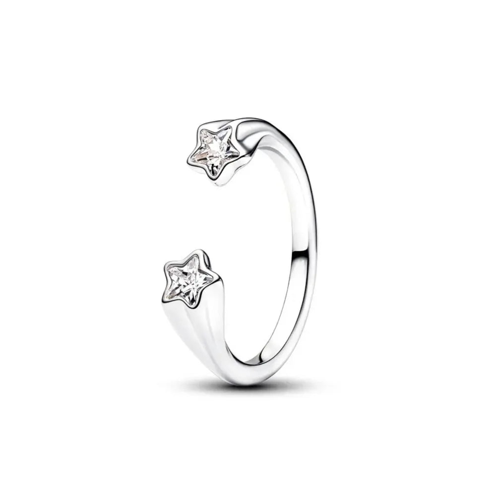European 925 Sterling Silver Blue Daisy Star Stone Ring for Women Size 6 7 8 9 Wedding and Party Fashion