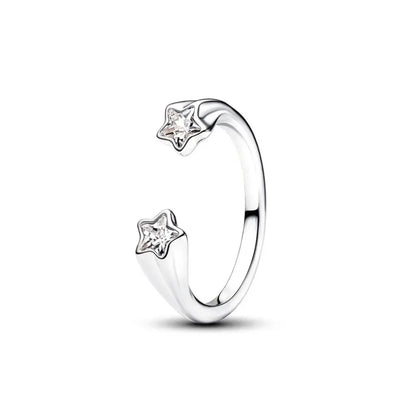 European 925 Sterling Silver Blue Daisy Star Stone Ring for Women Size 6 7 8 9 Wedding and Party Fashion