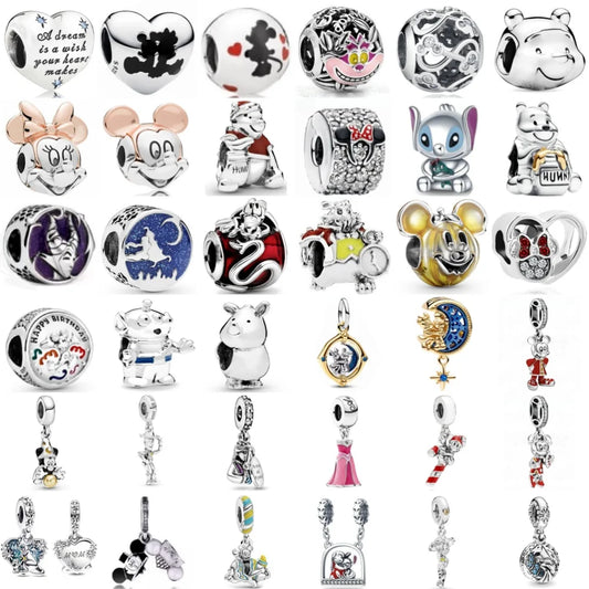 925 Silver Teddy Bear Beads and Mouse Pendant for European Original Bracelet DIY Exquisite Jewelry