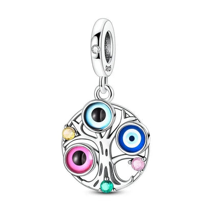 925 Sterling Silver Blue Evil Eye Jewelry Set With Zircon Charms Pendant Ring Earrings For Bracelet Necklace Gift