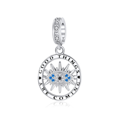 925 Sterling Silver Blue Evil Eye Jewelry Set With Zircon Charms Pendant Ring Earrings For Bracelet Necklace Gift