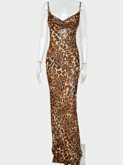 Julissa Mo Leopard Print V-Neck Bodycon Dress for Women