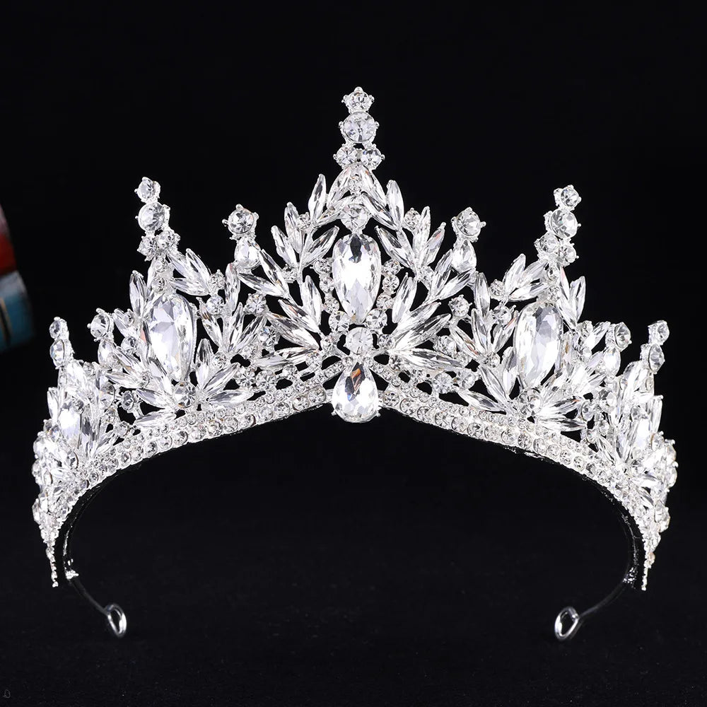 Diezi Baroque Vintage Crystal Tiara Crown for Women and Girls Wedding Party Elegant Rhinestone Hair Jewelry