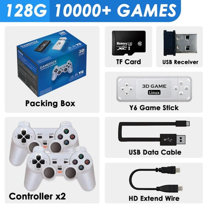 BOYHOM Y6 Retro Game Console 4K 60fps HDMI Low Latency Dual Controllers Portable TV Stick 64GB 128GB Emulation for GBA PSP PS1 N64