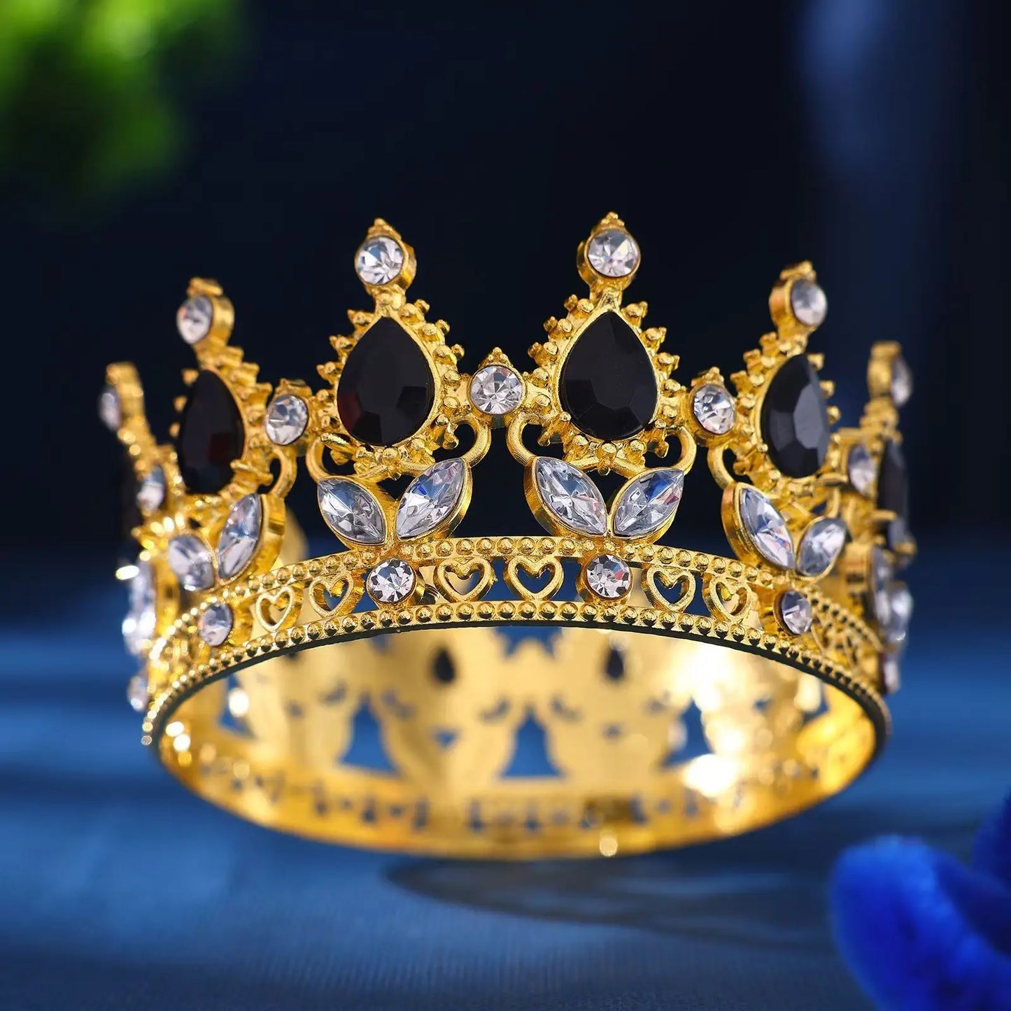 Elegant Baroque Rhinestone Crown Headdress for Weddings and Celebrations