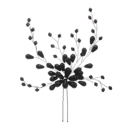 Elegant Black Crystal Baroque Hairpin for Brides Wedding Rhinestone Hair Clip