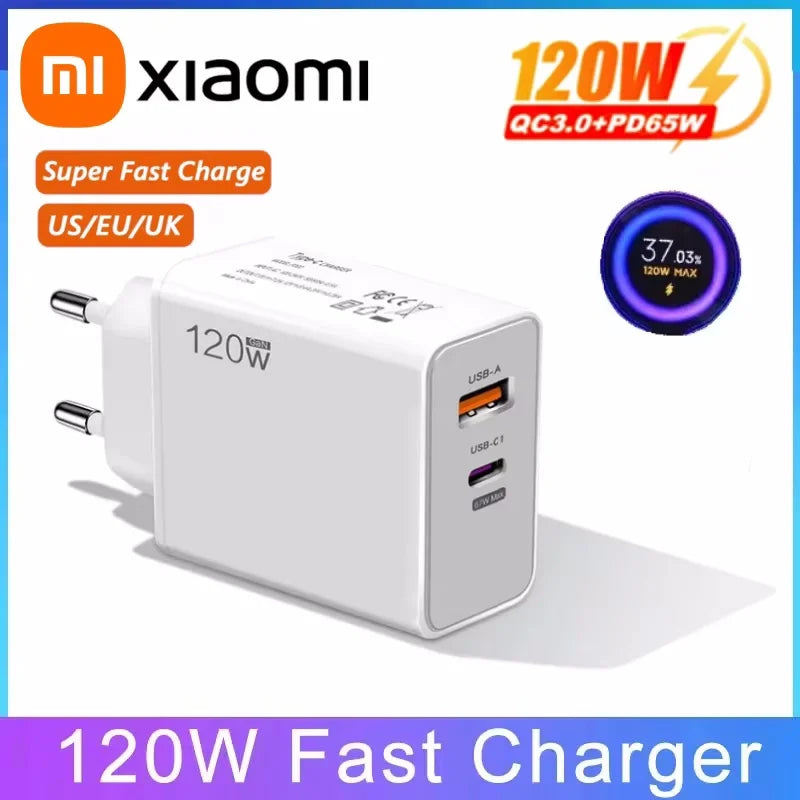 Xiaomi 120W Original Turbo Fast HyperCharge Wall Charger With 6A USB Type C Cable EU US UK Compatible With Xiaomi 13 12 11 Ultra Redmi