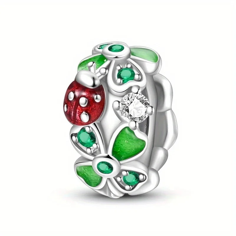 Green Monstera Leaf Charm 925 Sterling Silver Dangle Bracelet Jewelry for Women PAC933