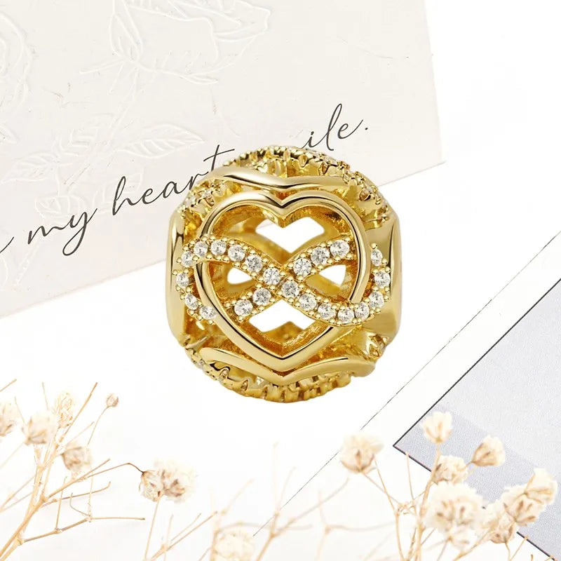 Sparkling Gold Safety Chain Infinity Snake Charm Beads
