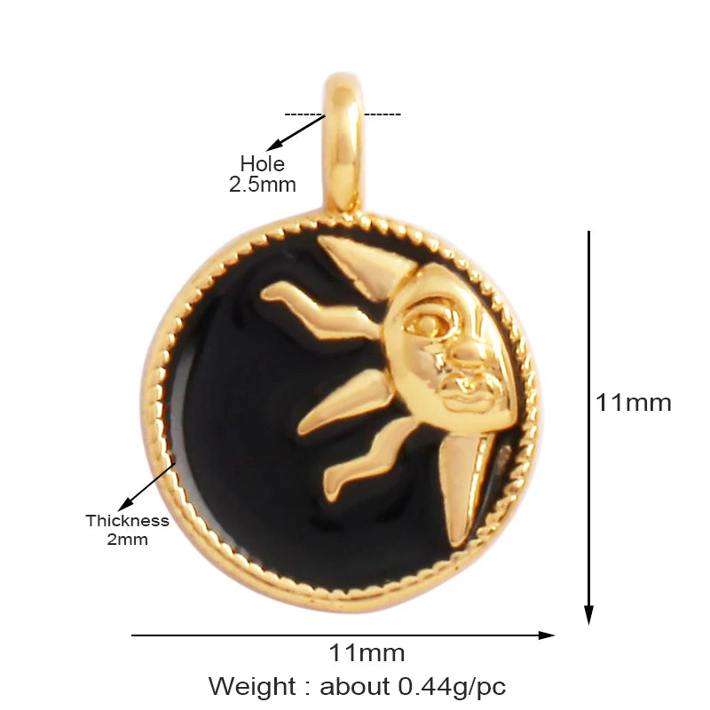 Gold-Plated Celestial Moon Star Charm Pendant with Cubic Zirconia for Jewelry Making