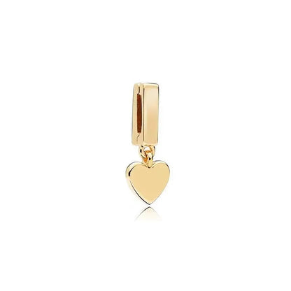 925 Silver Exquisite Moon Heart Letter Flat Clip Beads for European DIY Bracelet