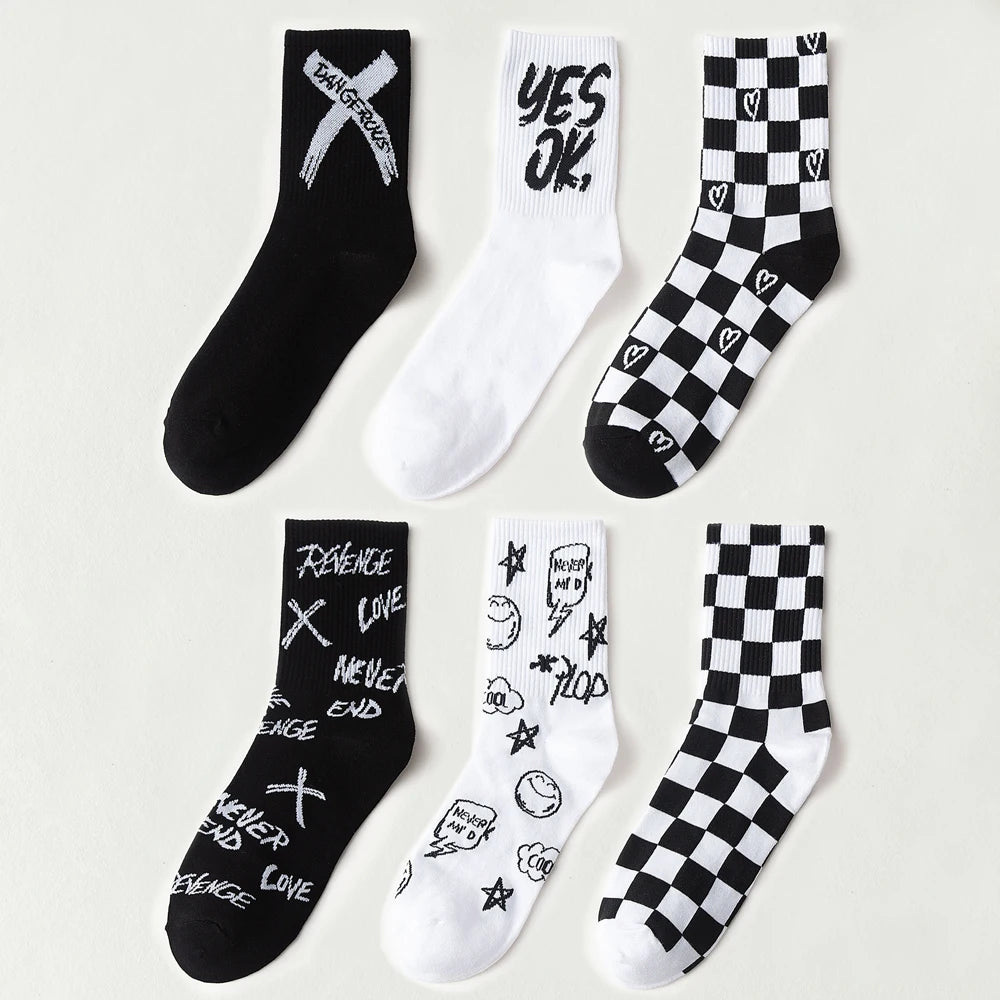 6 Pairs Breathable Mid Calf Sports Socks Men Odor Control