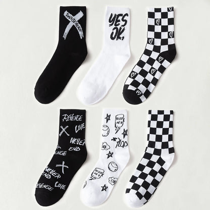 6 Pairs Breathable Mid Calf Sports Socks Men Odor Control