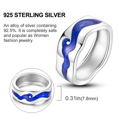 Blue Zircon 925 Sterling Silver Ring for Women with Sparkling Evil Eye, Palm Star and Moon Design - Ideal Wedding and Birthday Jewelry Gift LKTR118