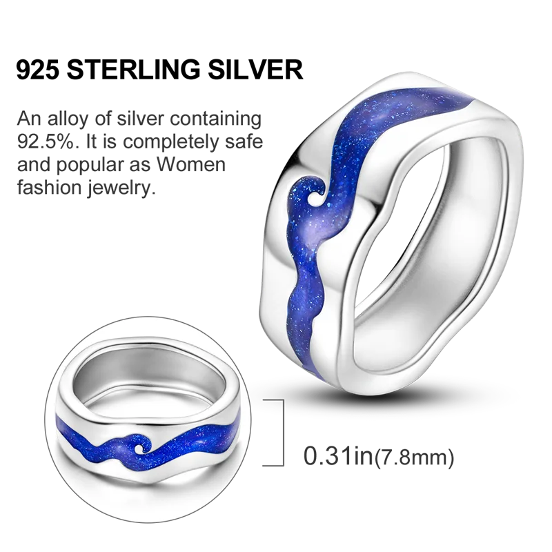 Blue Zircon Evil Eye Ring for Women in 925 Sterling Silver Sparkling Palm Star Moon Wedding Jewelry Gift LKTR219