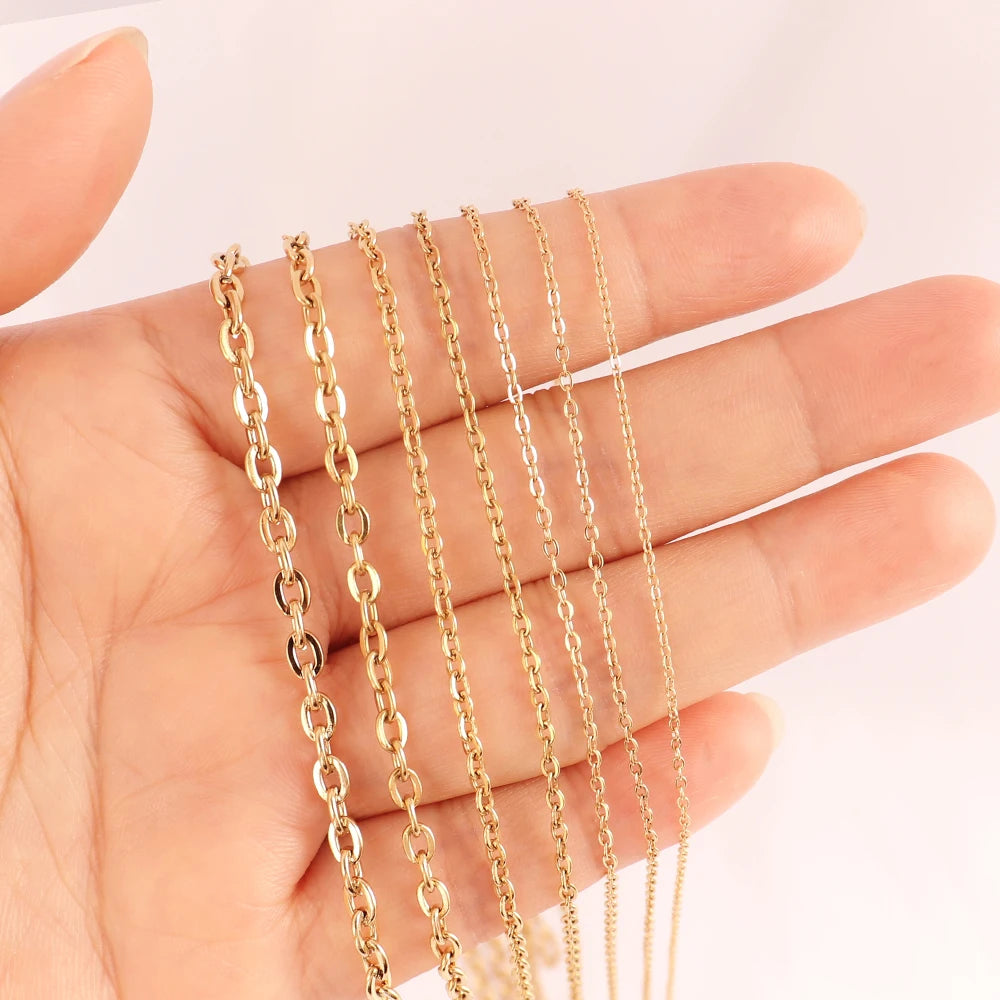 Gold Plated Stainless Steel O-Chains for DIY Jewelry Making 1m Necklace Craft Supplies