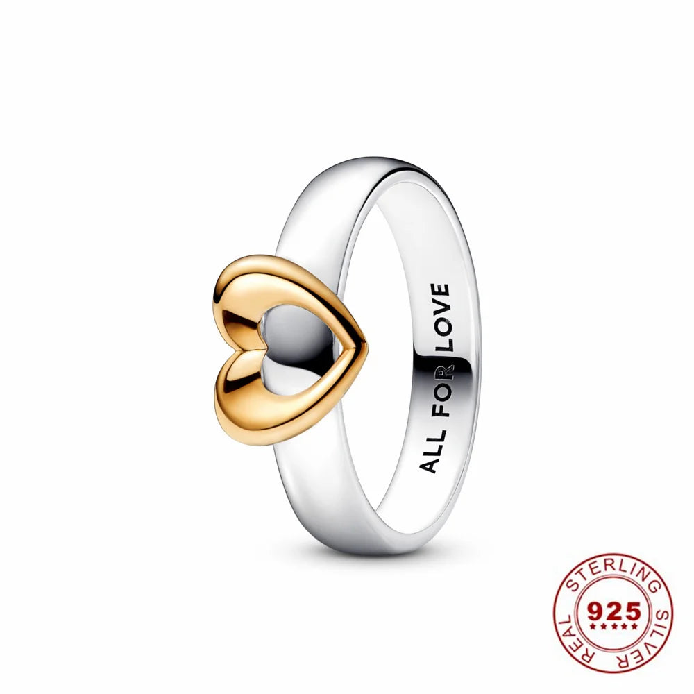 Hot Sale Original 925 Sterling Silver Tiara Heart Sparkling Wedding Rose Gold Ring for Women Sun and Moon Crystals Jewelry PAR184