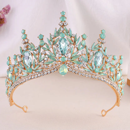 Diezi Baroque Vintage Crystal Tiara Crown for Women and Girls Wedding Party Elegant Rhinestone Hair Jewelry