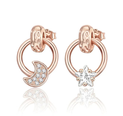 925 Sterling Silver Luxury Heart Sun Moon Stud Earrings Bow Butterfly Crab Clip Set for Women Party Jewelry Gifts