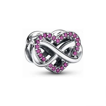 Sparkling Intertwined Love Hearts Charm Beads for 925 Sterling Silver Bracelet