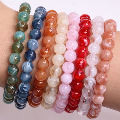 Fashion Round Resin Beads 8mm Imitation Jade for Jewelry Making 50 Pcs