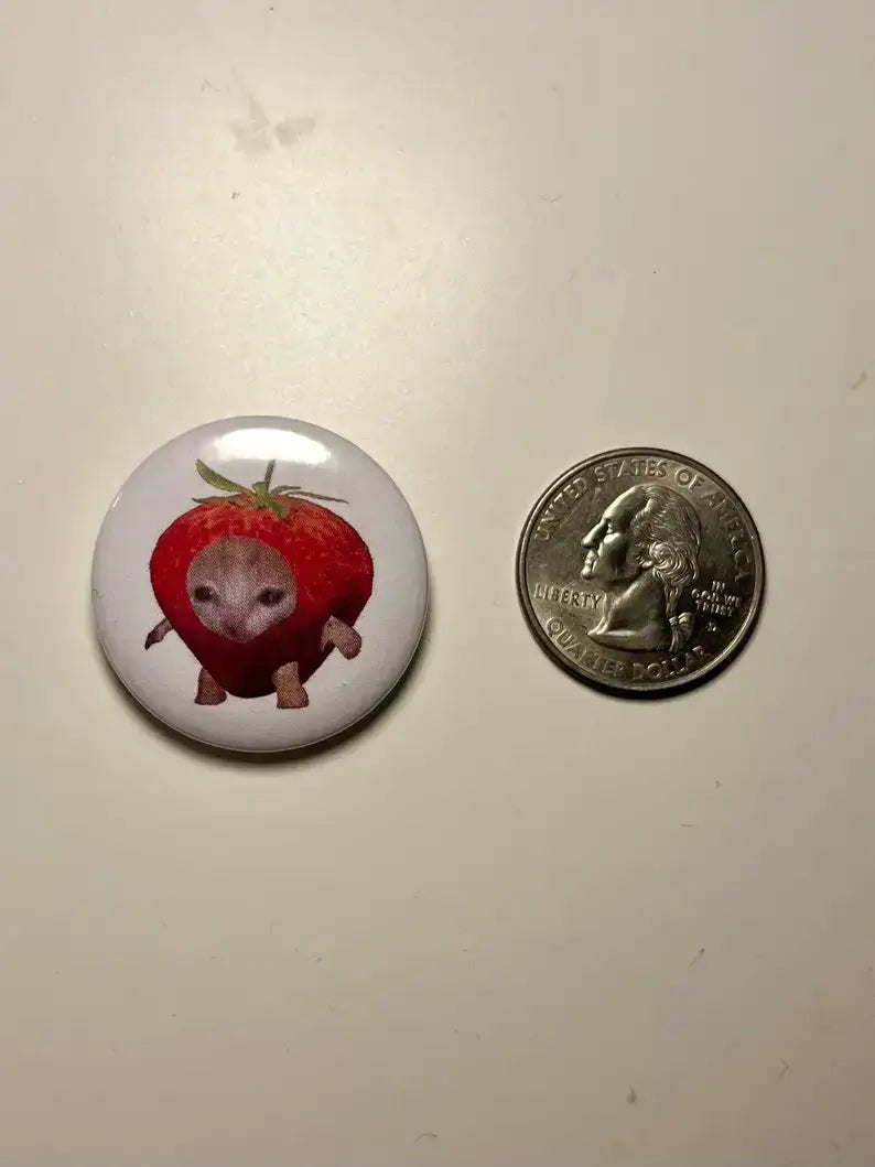Strawberry Cat Button Pin Set - Adorable Feline Fashion Accessories one set