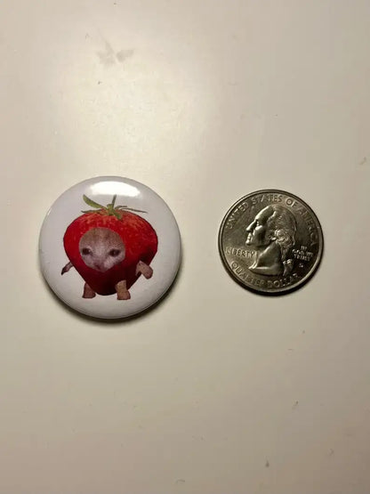 Strawberry Cat Button Pin Set - Adorable Feline Fashion Accessories one set