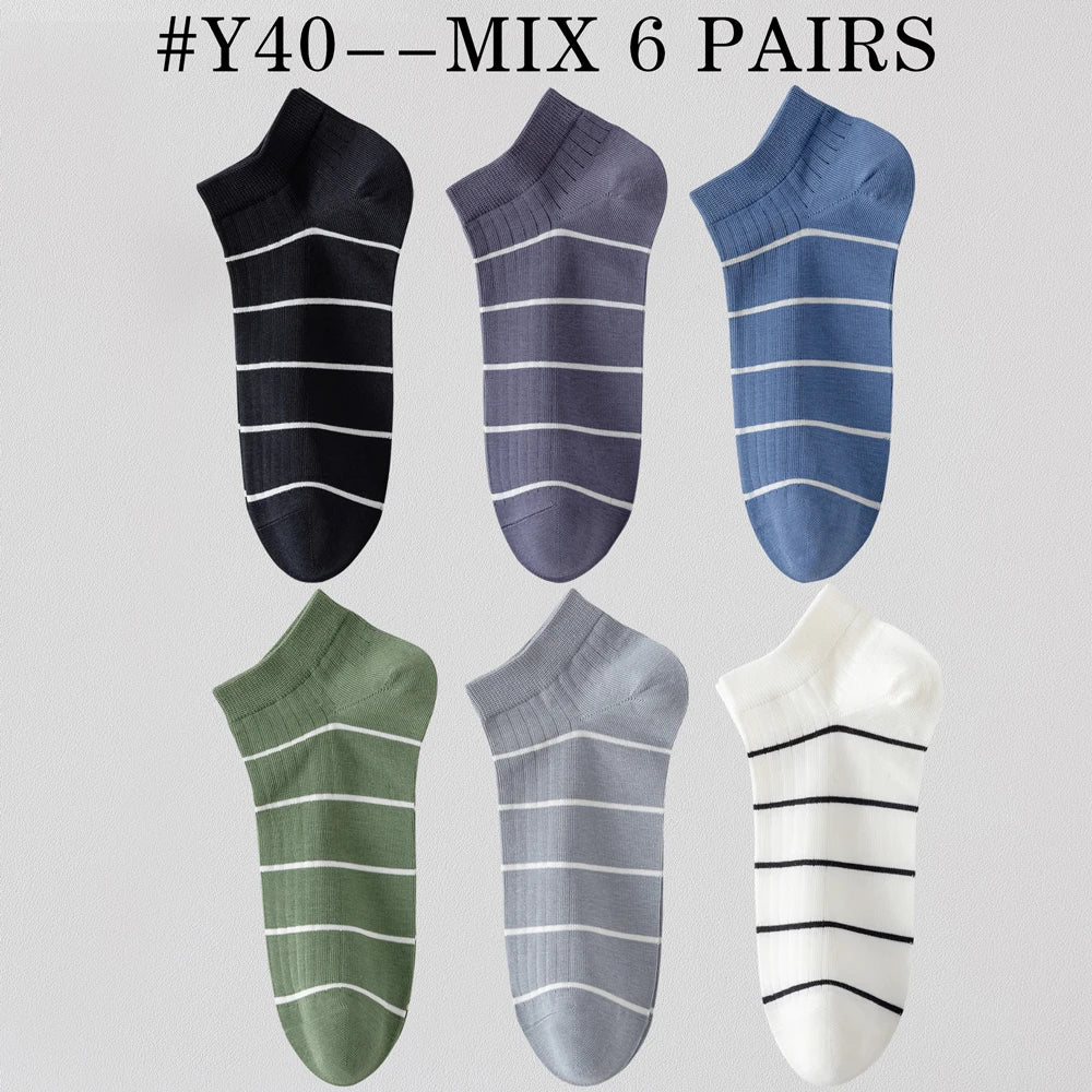 6 Pairs Mens Anti Odor Breathable Ankle Socks Cotton