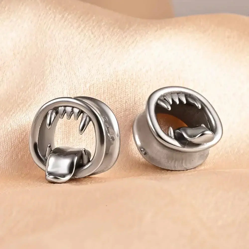 Vankula 2PCS 316L Stainless Steel Monster Tongue Ear Tunnels Body Jewelry