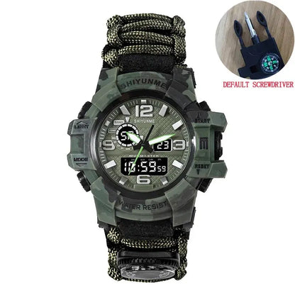 Outdoor Survival Watch Multifunctional Waterproof Tactical Bracelet Camouflage green No