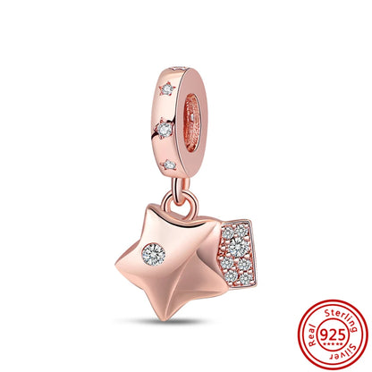 925 Silver Galaxy Charms Bracelet with Starry Sky Beads and Planetary Motifs