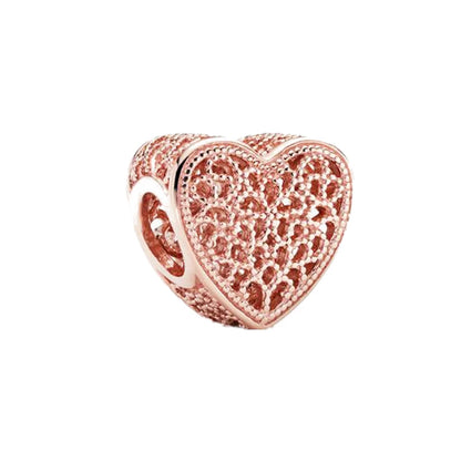 Sparkling Rose Gold Family Tree & Flower Charm Bead for European Silver Bracelet YY1361