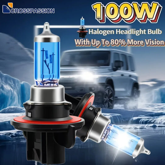 2pcs H13 H11 H7 H1 Halogen Headlights 6000K White 100W Plug and Play Enhanced Visibility Auto Headlight Lamp Mini Size