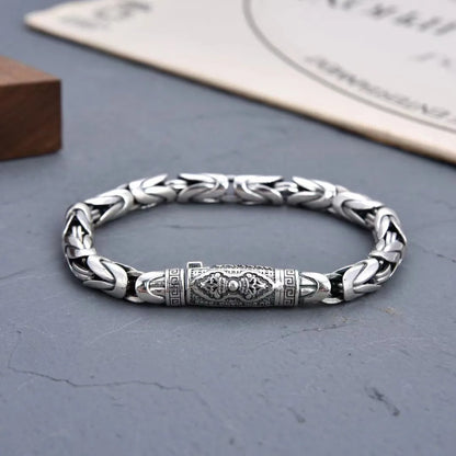 Vintage S925 Silver Handmade Bracelet for Men and Women Stylish Hip Hop Thai Jewelry