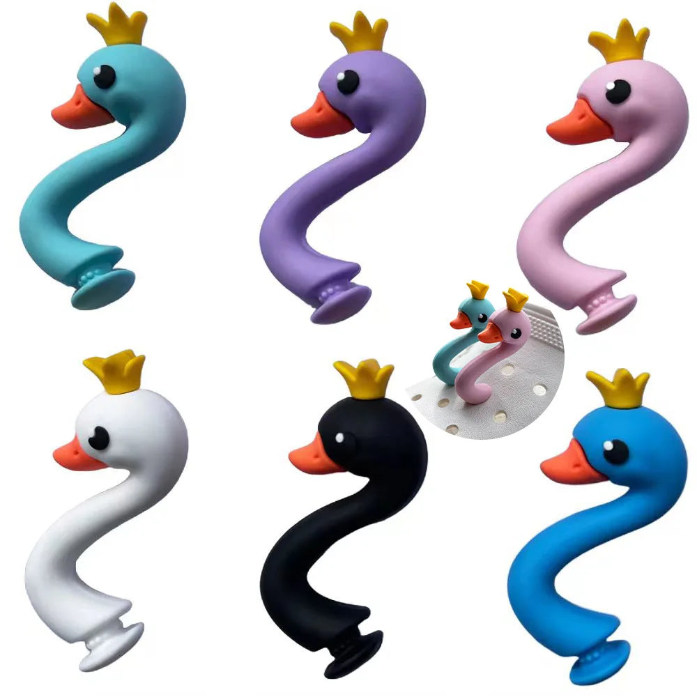 Whimsical 3D Swan Shoe Charms PVC Accessories for Customizing Shoes and Bags