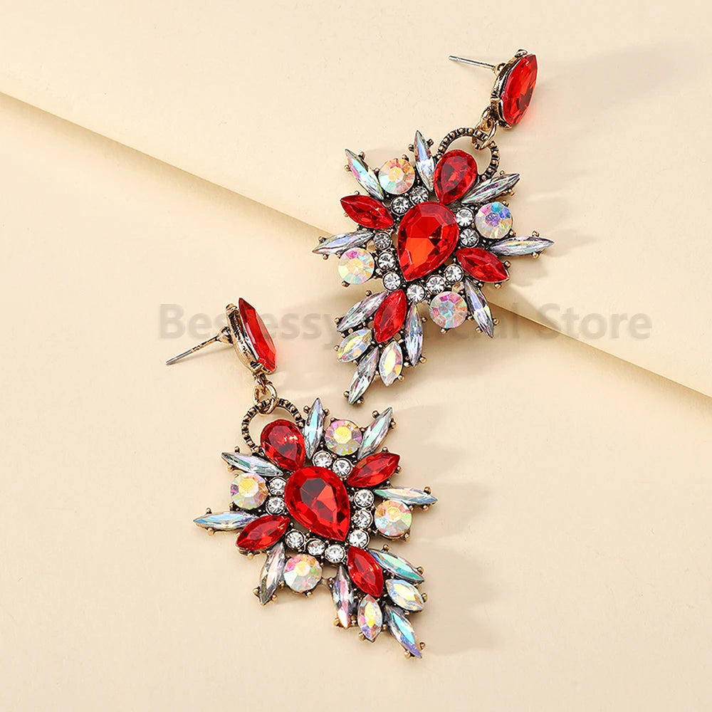 Elegant Rhinestone Drop Earrings for Women - Luxury Chandelier Design for Weddings and Parties
