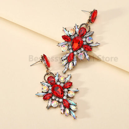 Elegant Rhinestone Drop Earrings for Women - Luxury Chandelier Design for Weddings and Parties