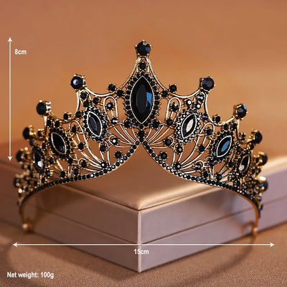 Bridal Elegance Crystal Tiara - Dazzling Silver Crown for Weddings Black