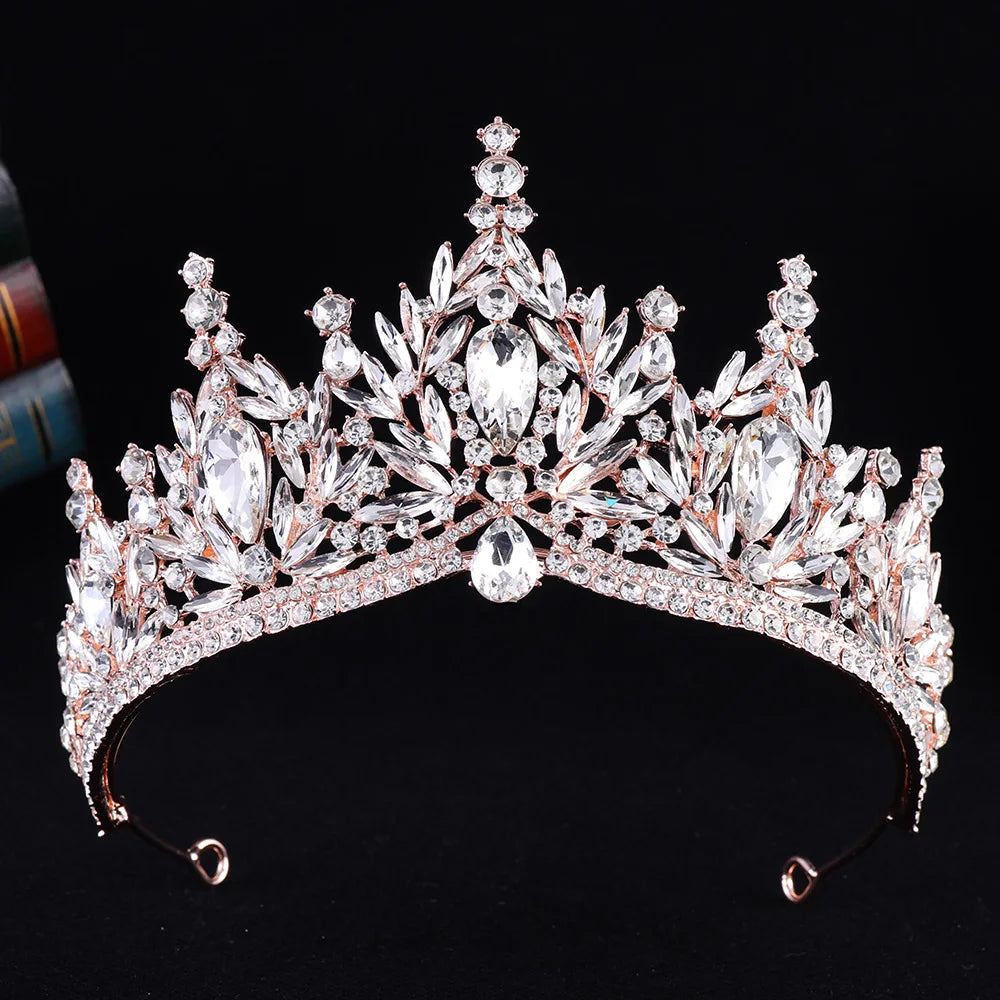 Diezi Baroque Vintage Crystal Tiara Crown for Women and Girls Wedding Party Elegant Rhinestone Hair Jewelry