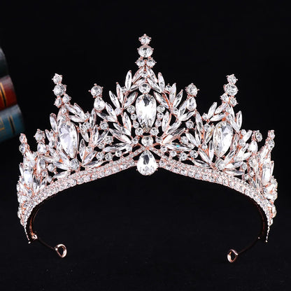 Diezi Baroque Vintage Crystal Tiara Crown for Women and Girls Wedding Party Elegant Rhinestone Hair Jewelry