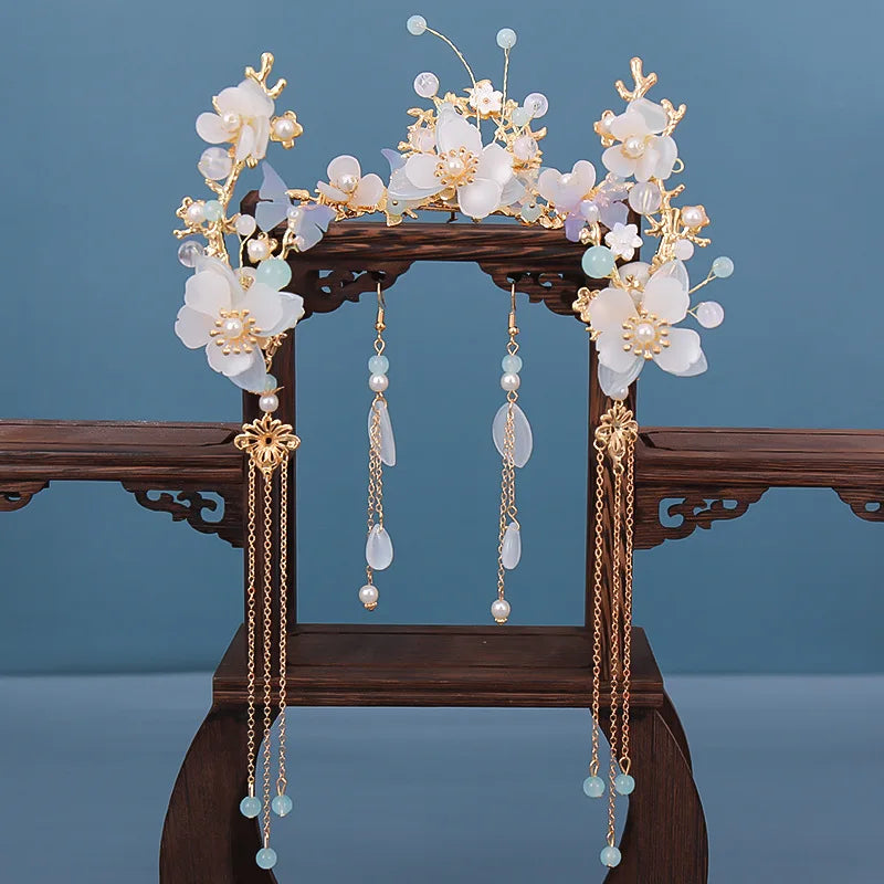 Vintage Chinese Hanfu Hair Accessories Set for Bridal Elegance