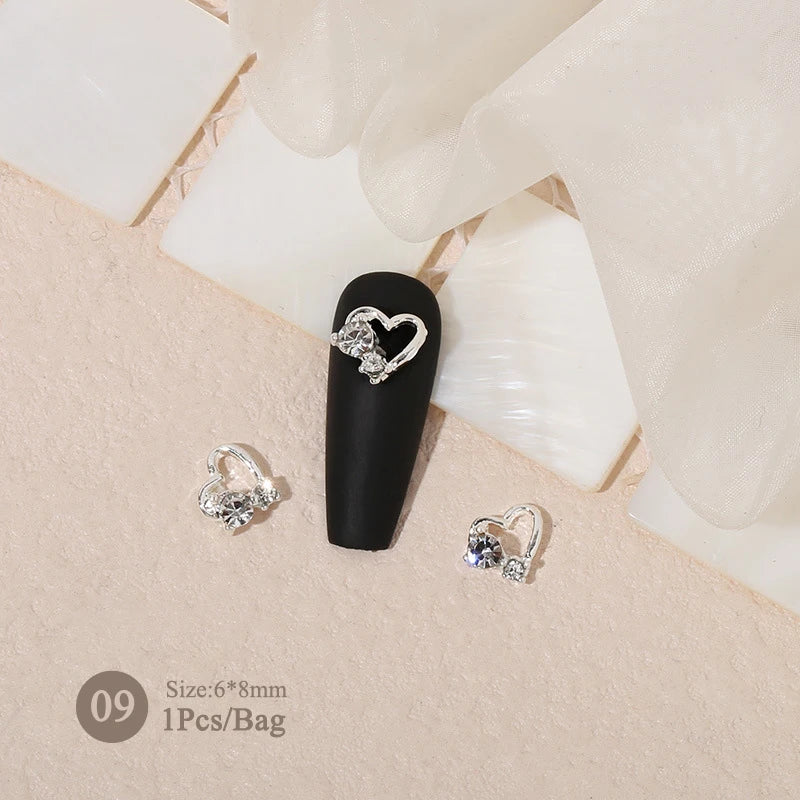Elegant Gold Silver Metal Bowknot Nail Charm 3D Rhinestone Decor for DIY Manicure Art
