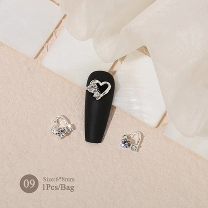 Elegant Gold Silver Metal Bowknot Nail Charm 3D Rhinestone Decor for DIY Manicure Art