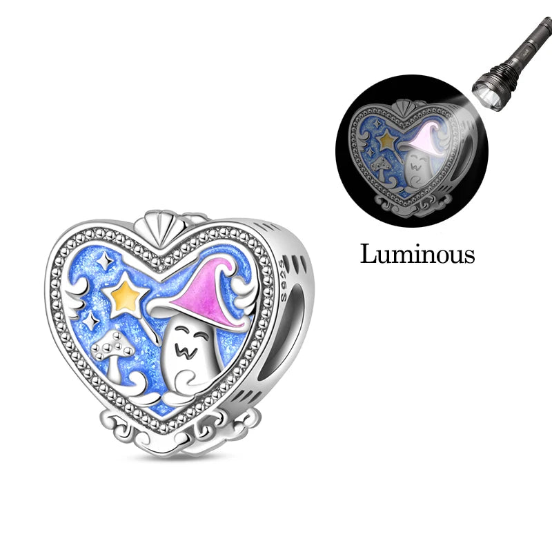 925 Sterling Silver Luminous Lantern Angel Cat Charm