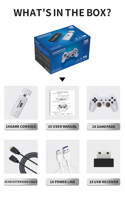 BOYHOM Y6 2.4G Wireless Retro TV Game Stick 4K HD Portable Console Multiplayer Support 10000 Classic Games