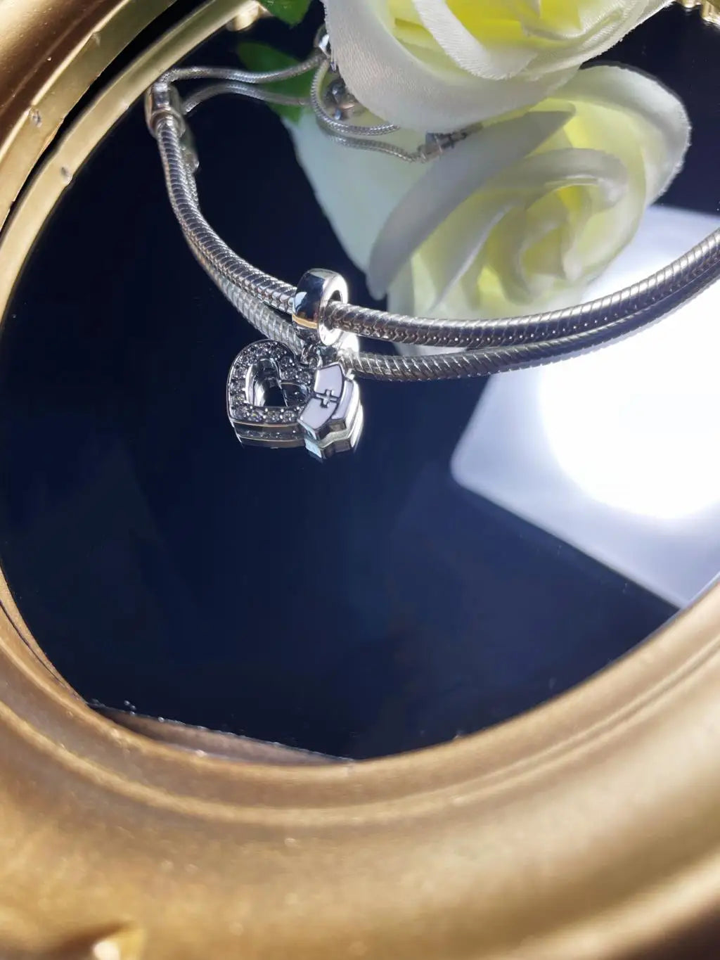 925 Sterling Silver Nurse Cross DIY Charms Beads Zircon